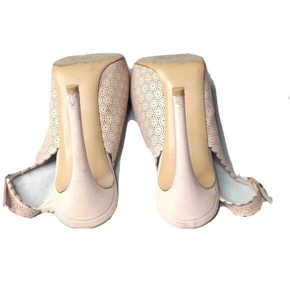 Salvatore Ferragamo Laser Cut Scalloped Trim Peep Toe Slingback Sandals Sz 6.5 B - Picture 11 of 16